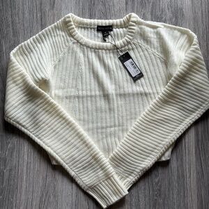 PrettyLittleThing Cream Ribbed Sweater